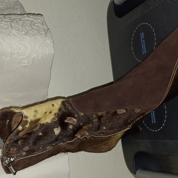 Women's mid calf boots, brown multi, suede, leather and cowhide - Picture 8 of 11